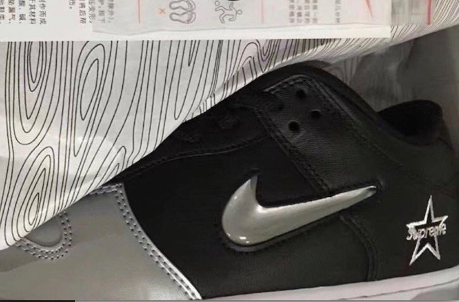 Another look at the Metallic Silver and Black Supreme Nike Dunk SB Low ...